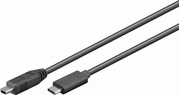 USB HighSpeed Kabel 0,5m, Mini B > USB-C Stecker